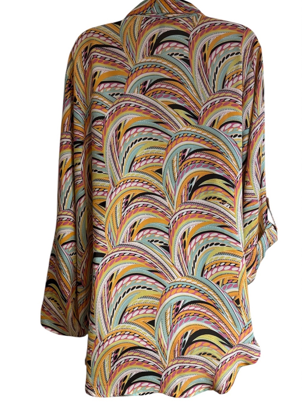 Melissa Paige GORGEOUS Multicolor Swirl Button-Front Blouse PLUS: 2X #R - Picture 5 of 8